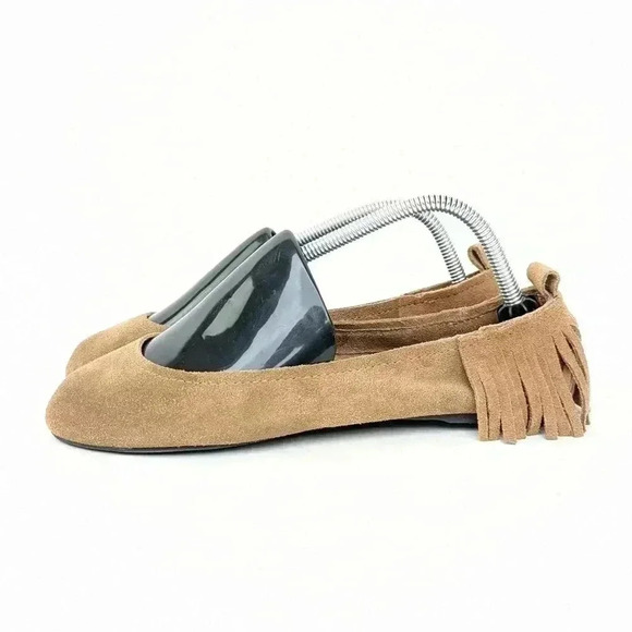 Mojo Moxy Leather Fringe Tassel Ballet Flats - 9 - Picture 4 of 12